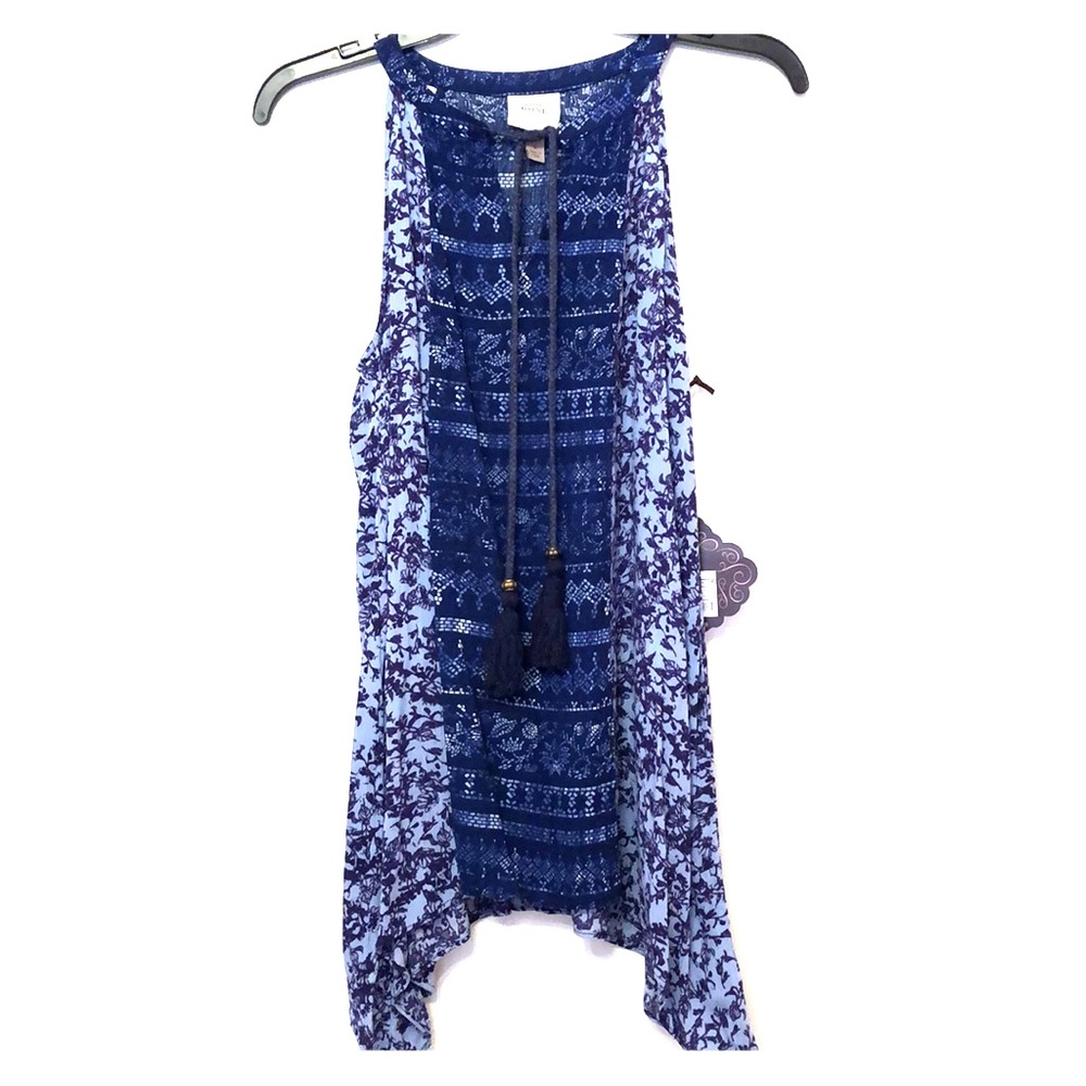 NWT Knox Rose Blue Sleeveless Top Size Small